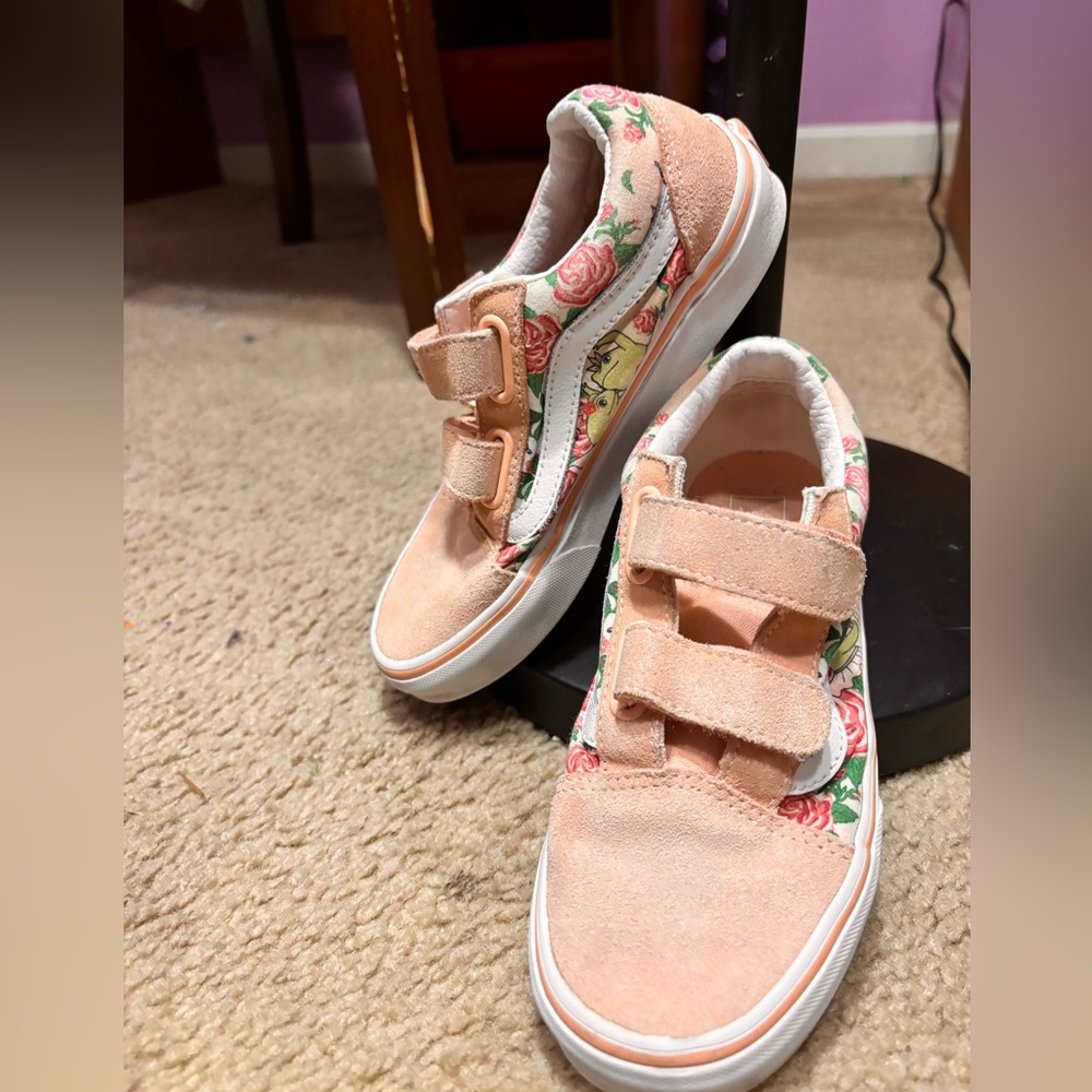 Vans Pink and Green Sneakers with Velcro Straps